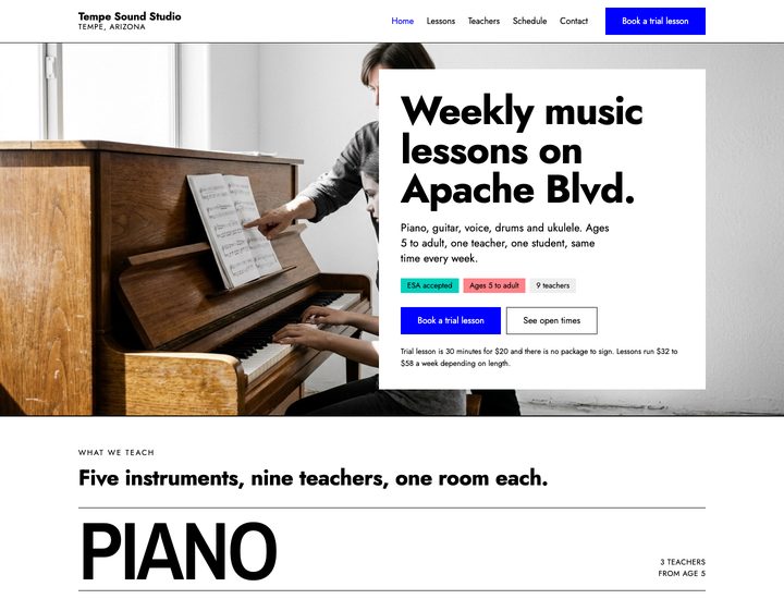Tempe Sound Studio home page