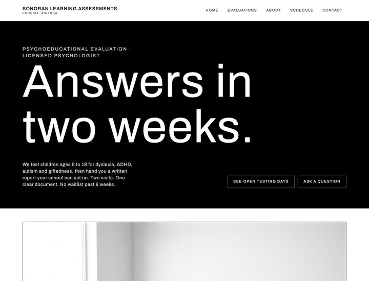 Sonoran Learning Assessments home page